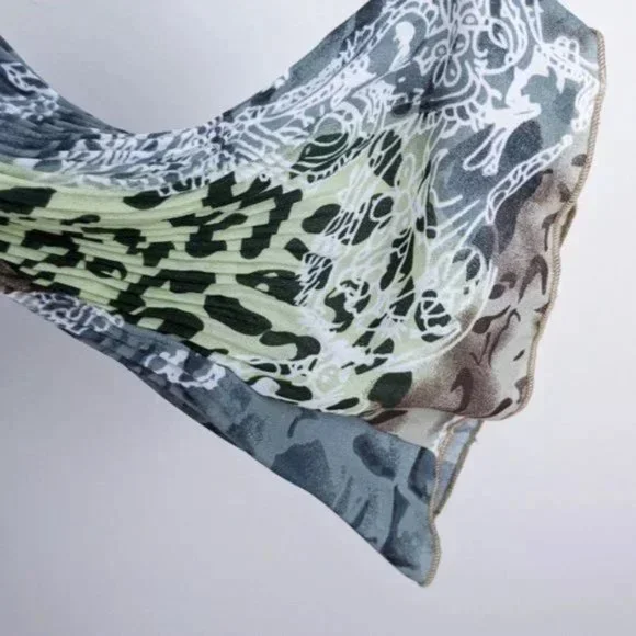 90s Y2K Bell Sleeve Animal Print Blouse Multicolor  S - Picture 5 of 9